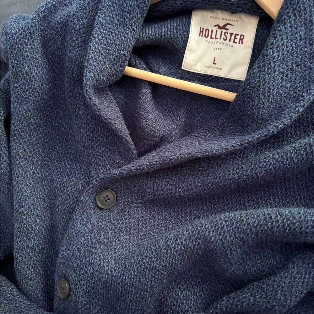 Large men’s Hollister Navy Textured Cardigan